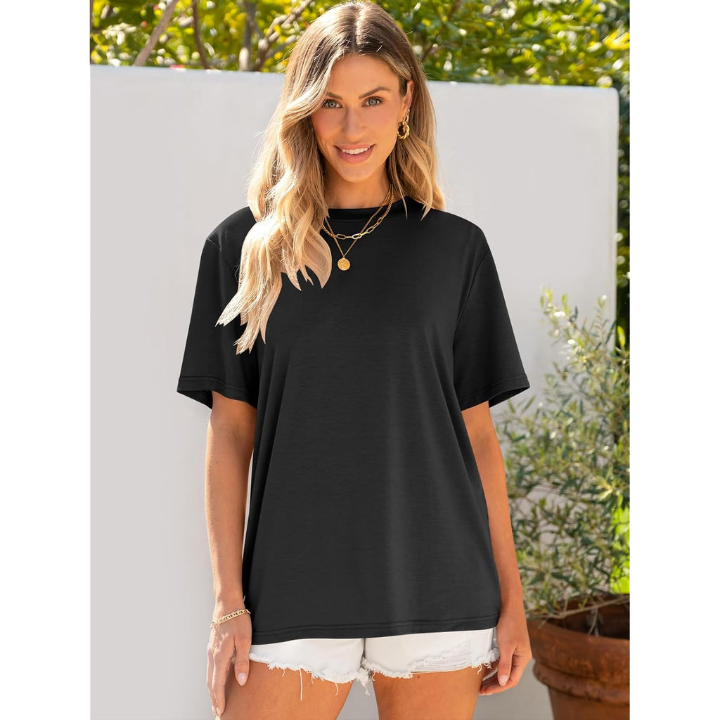 Women's Oversized Tee Shirts, Comfy Fabric Loose Fit Top, All-Day Cozy for Gym, Lounge Office, Versatile Casual Wear