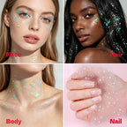 Sam Sugar Body Glitter Stick And Face Glitter Gel, Gel Nail Strips Chunky Glitter For Face, Body, Nails, No Lamp Needed, Long Lasting Sparkle Makeup For Party Festival(Rainbow 01#)