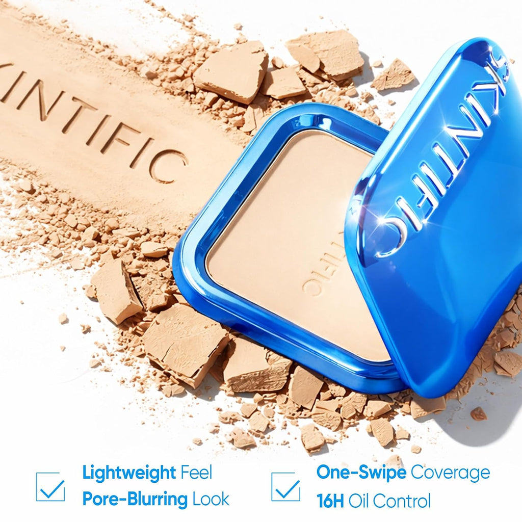 Skintific Ultra Cover Powder Foundation, Full Coverage Matte Finish, One-Swipe Flawless Pressed Powder With Oil Control, Lightweight & Long-Lasting, Pore-Blurring For Oily Skin (02 Ivory)