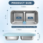 3 Pack Stainless Steel Snack Containers For Kids, Reusable Snack Containers With Silicone Lids, 2 Compartment Toddler Snack Containers For Daycare, School Lunch And Travel, 15 Oz