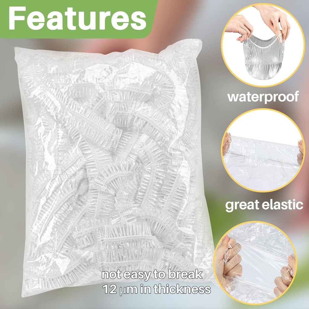 MAQIHAN 100 Bowl Covers Bread Proofing - Extra Large Plastic Wrap for Food Sourdough Bread Baking Rising Elastic Reusable Plate Covers Outdoor Food Fresh Keeping Bags Shower Cap Hair Deep Conditioning