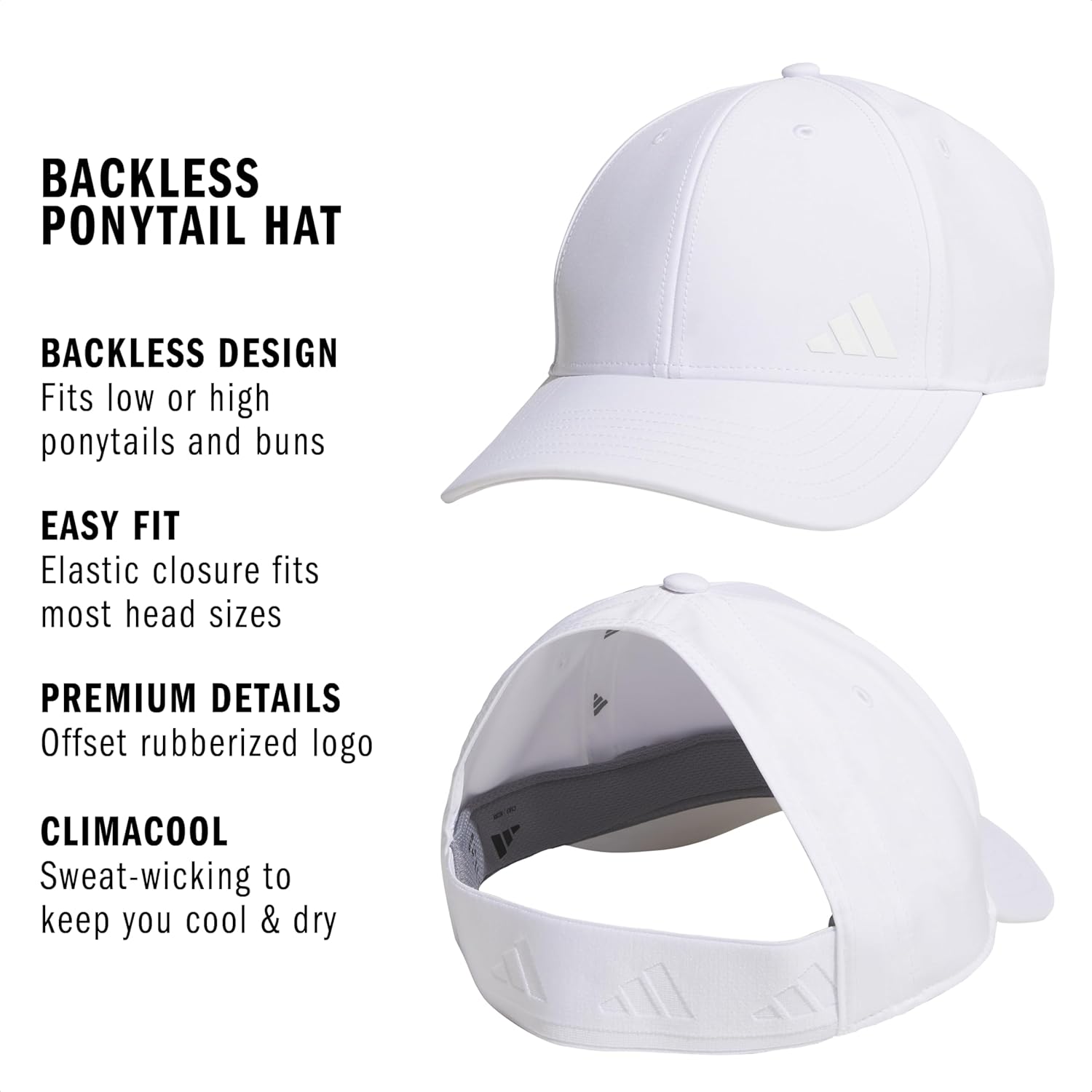 adidas Women's Ponytail Hat – Backless Baseball Cap
