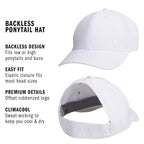 adidas Women's Backless Ponytail Hat – Open Back Baseball Cap White/White/3