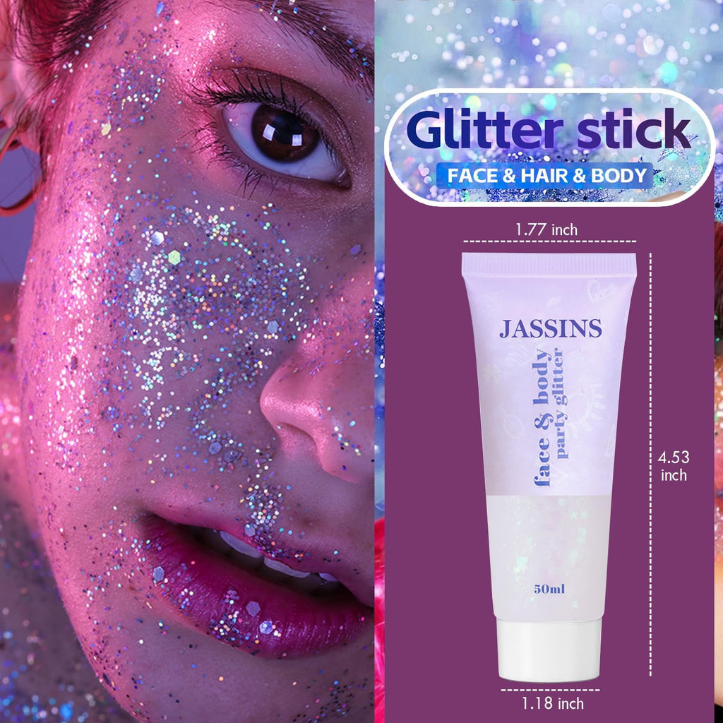 2PCS Body Glitter, 100ml Patriotic Pride Face Glitter Gel, 4th of July Outfits for Women Girls Kids, Glitter Makeup Tween Gifts, Festival Rave Accessories, Chunky Sequins Glitter