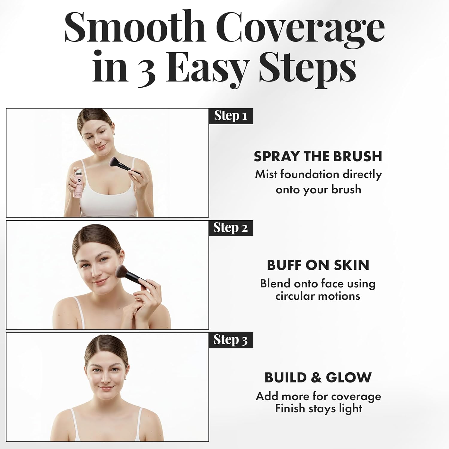 Jerome Alexander MagicMinerals AirBrush Foundation - Long Lasting Full Coverage Foundation Makeup with Anti Aging - Sweat‑Resistant Breathable Microfine Mist for Natural Finish - Light Medium