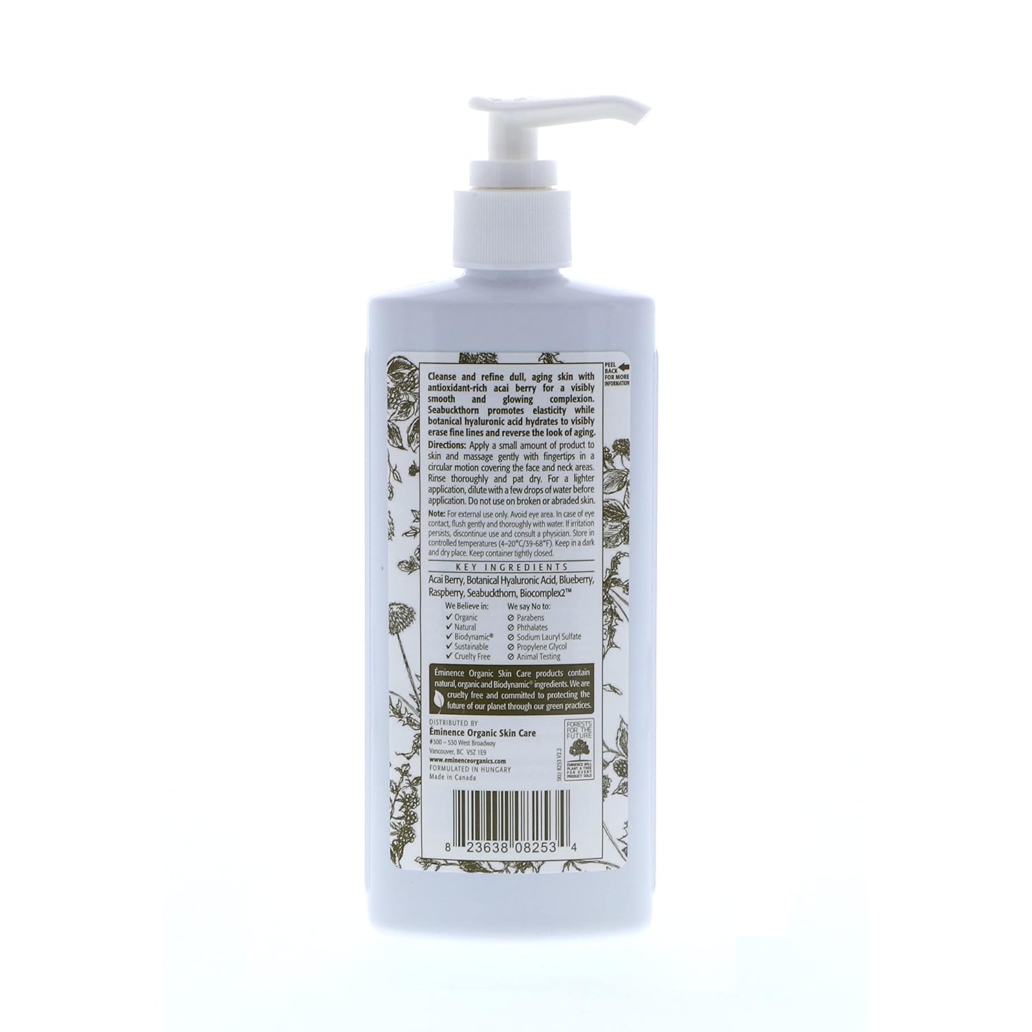 Eminence Organic Skincare Firm Skin Acai Cleanser With Hyaluronic Acid, 8.4 Ounce