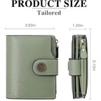 Women'S Lightweight Genuine Leather Wallet, Includes Card Holders, Rfid-Blocking, Lightweight, Photo & Id Holder, Green