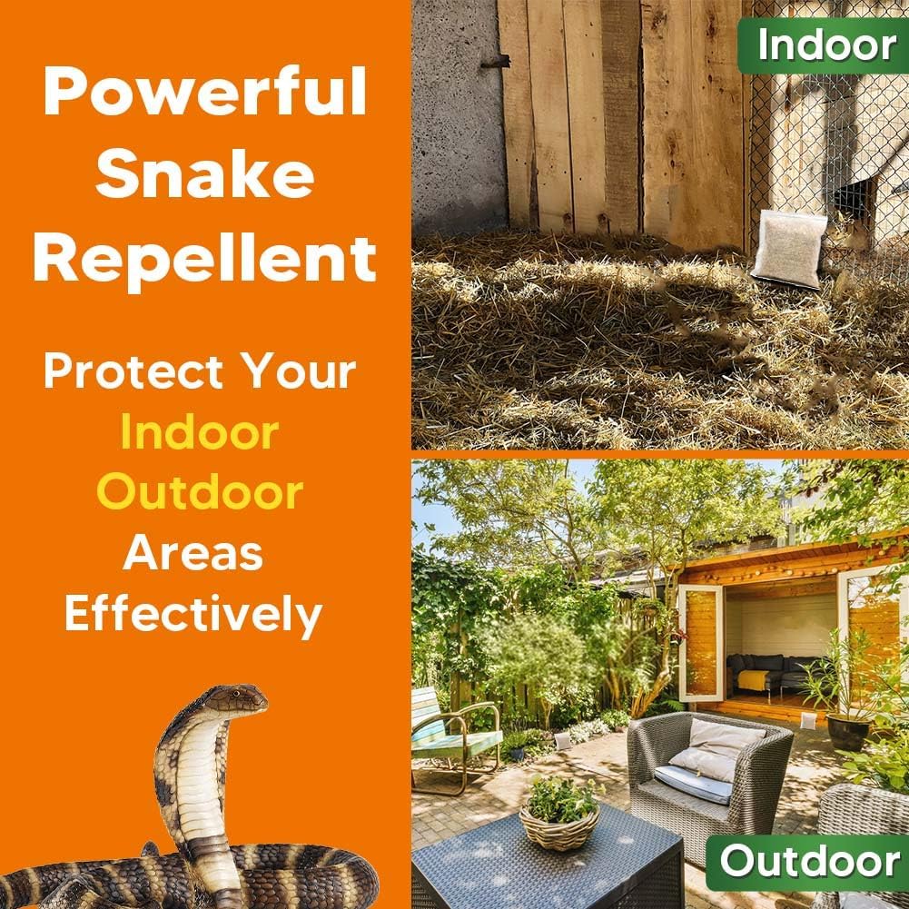 Lebmp Snake Repellent For Yard, Snake Away Repellent For Outdoors, Pet Safe Snakes Repellant, Garden Snake Deterrent, Keep Snakes Out Of Backyard, Garage, House-8 Pouches
