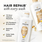 Pantene Shampoo & Conditioner Set, Daily Moisture Renewal - Pro-V Nutrients For Dry, Color-Treated, Straight To Curly Hair, 72-Hour Hydration & Softness, 52.8 Oz Total + Miracle Rescue Shot (0.5 Oz)