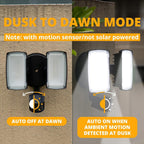 Ume 19W Led Flood Light Motion Sensor Outdoor, 2 Adjustable Head, 2000Lm, 5000K, Ip65 Waterproof, Dusk To Dawn Security Light With Photocell For Exterior,Outside,Garage,House(Black)