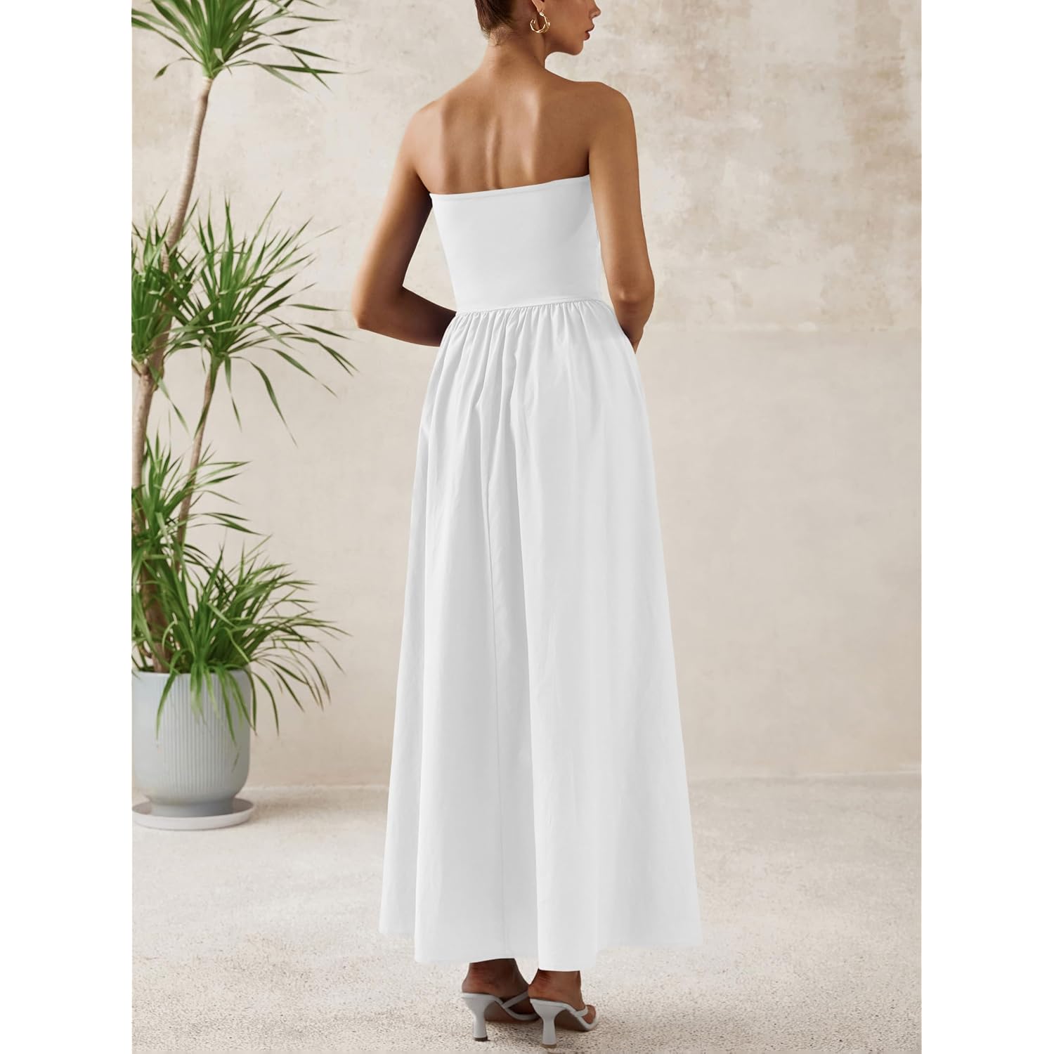 Prettygarden Women 2026 Summer Elegant Strapless Maxi Dress Tube Top Dress A Line Flowy Long Wedding Party Cocktail Dresses
