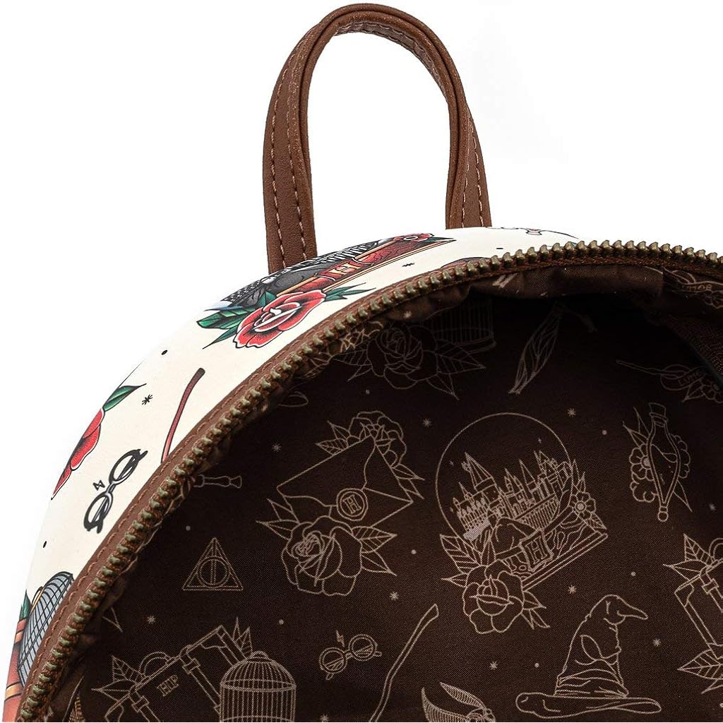 Loungefly Harry Potter Tattoo Art Cream Color Womens Double Strap Shoulder Bag Purse