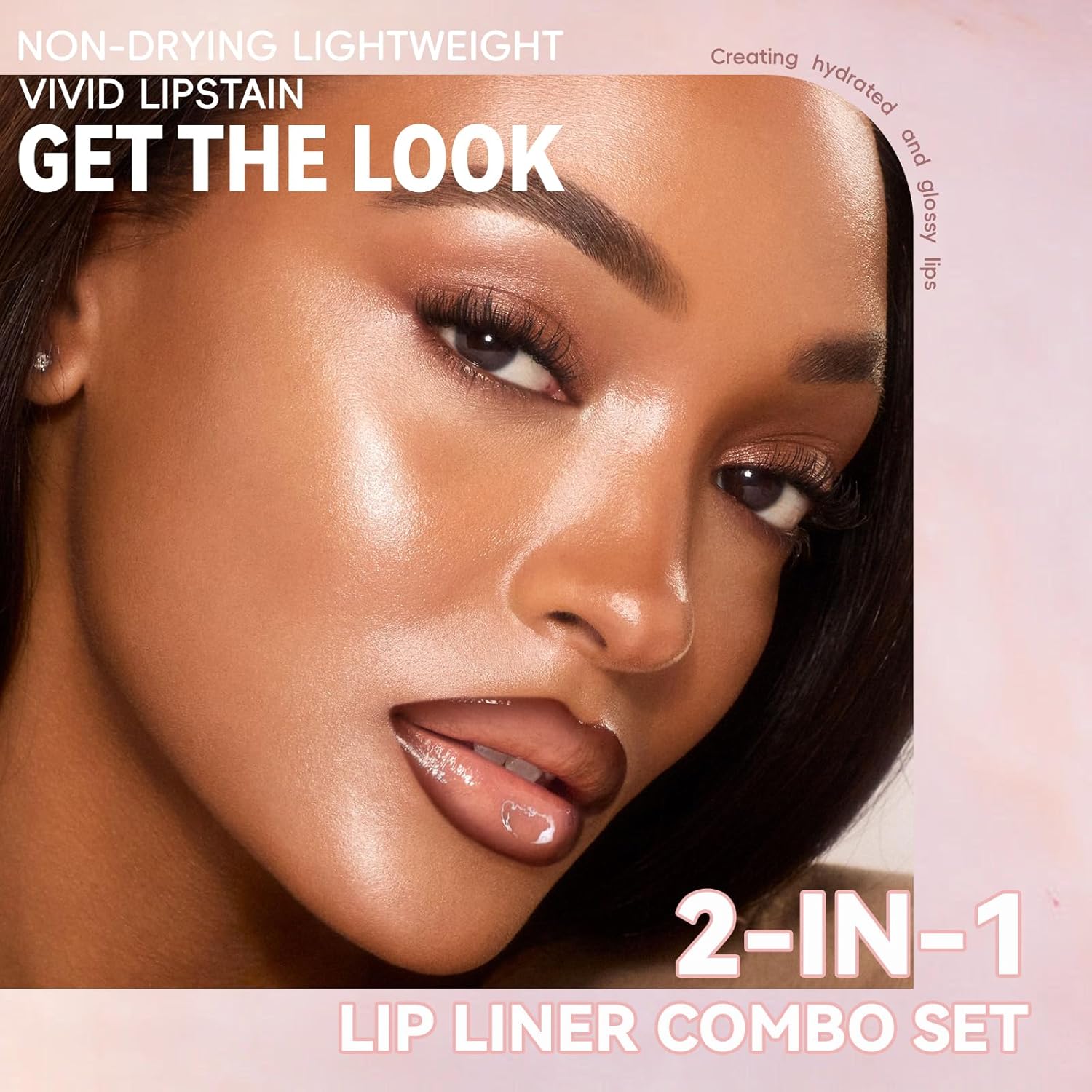 HOSAILY Lip Liner Gloss Lip Combo Set, 2 in 1 Lip Duo Natural Nude Brown Lip Liner Lipstick Glossy Nourishing Toffee Lip Gloss Kit, Smooth Quick Fuller Plumping Juicy Lip Makeup for Women06#Caramel