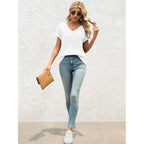 T Shirts Short Sleeve V Neck Tees for Women Fashion Tops Trendy Lightweight Casual Summer Outfits Clothes 2026 Beach