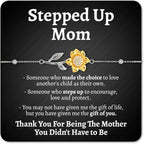 Love You This Much Sentimental Stepped Up Mom 18k Gold Sunflower Bracelet | 6.5-8" Adjustable | Meaningful Bonus Mom Gift | Birthday Gift for Stepmom | Best Stepmother | Luxury Gift Box