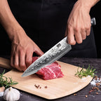 Shan Zu Chef Knife 8 Inch Japanese Steel Damascus Kitchen Knife, Professional Kitchen Knives Sharp High Carbon Super Steel Kitchen Utility Knife