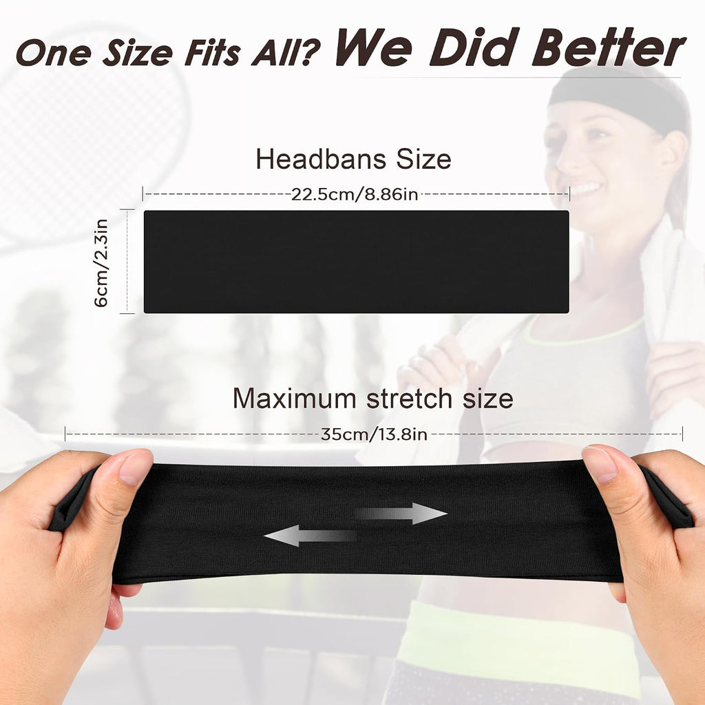 Headbands For Women, 8Pcs Stretchy Non Slip Soft Cotton Cloth Hair Bands For Sports, Workout, Yoga And Running