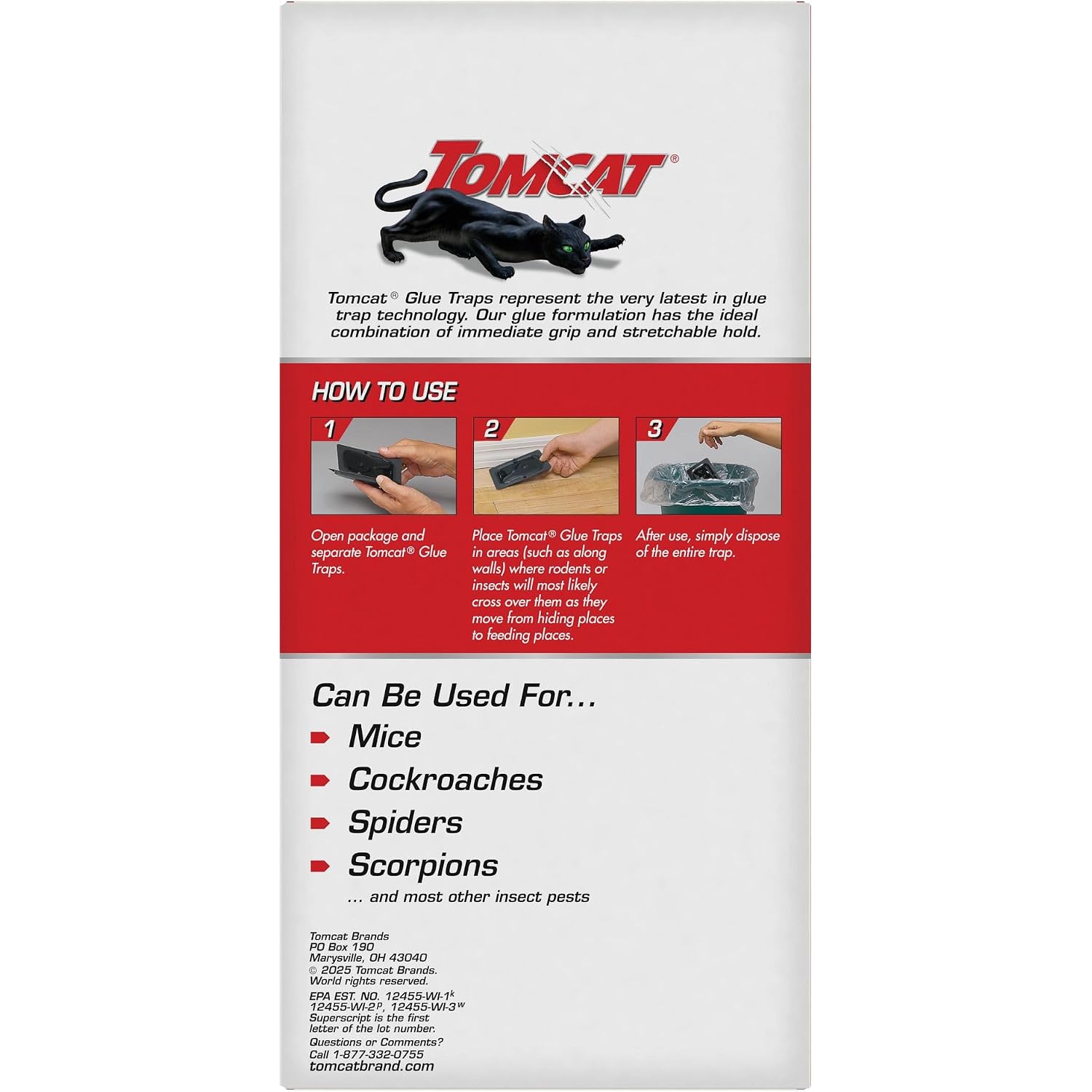Tomcat Glue Traps Mouse Size With Eugenol For Enhanced Stickiness, 6 Traps | Sticky Pads For Mice, Cockroaches, And Spiders