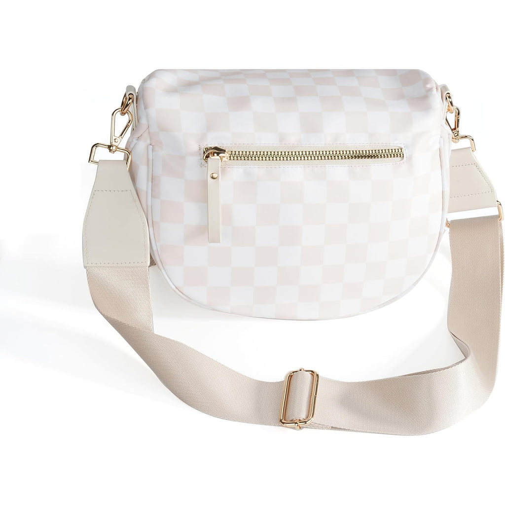 FEIBOON Spacious Checkered Nylon Crossbody Bag Bum Bag Handbags Wallets for Women