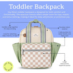 Itzy Ritzy Toddler Backpack - Daycare Bag - Features Adjustable Shoulder Straps, 2 Side Pockets & Spacious Interior With Wipeable Fabric Lining & Name Label, Checkerboard Backpack