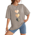 WIHOLL Oversized Tshirts for Women Summer Crew Neck Short Sleeve Graphic Tees Casual Loose Fit Workout Tops 2026 Heart Shaped Print