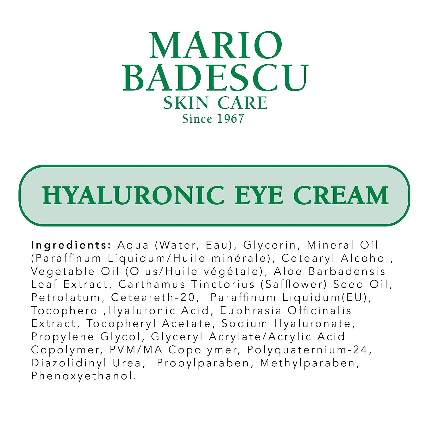 Mario Badescu Eye Cream For Dark Circles And Puffiness – Hyaluronic, Caffeine Or Glycolic – Hydrating, Firming And Anti Aging Overnight Under Eye Care Treatment For Fine Lines And Wrinkles