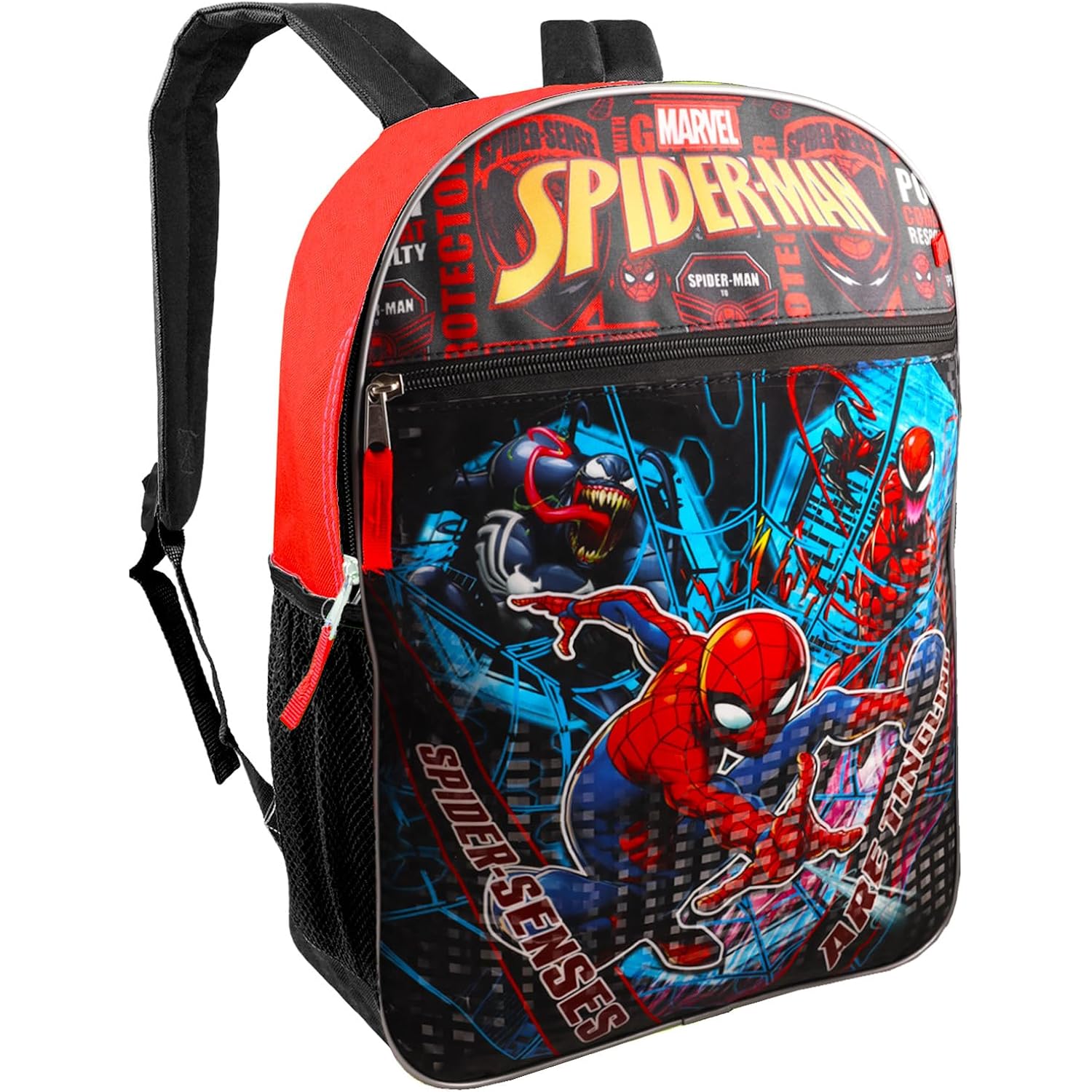 Spider-Man Backpack With Lunchbox Set For Boys School Bundle, More | 16In Large Durable Spider Man Bookbag W/ Insulated Lunch Box Plus Water Bottle, Stickers, More - Spiderman School Supplies