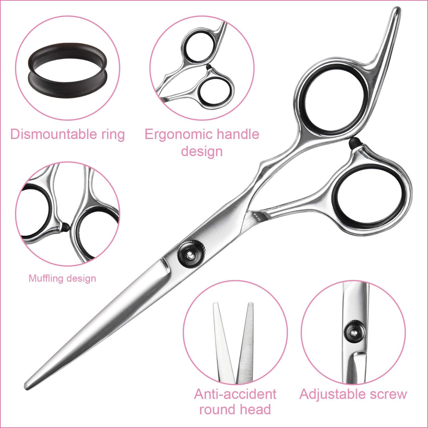 Hair Cutting Scissors Thinning Shears- Fcysy Professional Barber Sharp Hair Scissors Hairdressing Shears Kit With Haircut Accessories In Leather Case For Cutting Styling Hair For Women Men Pet- 7 Pcs