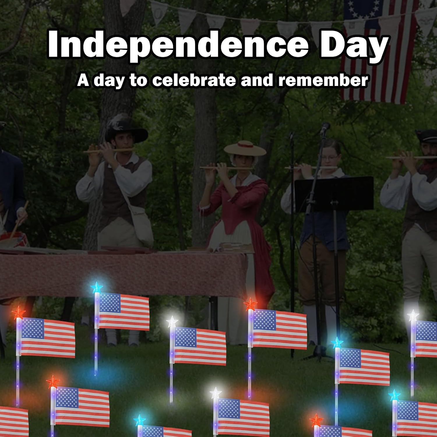 4Th Of July Decorations Outdoor American Flag Lights, 6-Pack Red White And Blue Solar Stars Lights With 6 Usa Flags & 30Led,Bright Patriotic Pathway Lights For Memorial Day Yard Lawn Decor