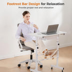 Comhoma Standing Desk Adjustable Height & Tiltable Tabletop, Portable Stand Up Desk For Laptop, Mobile Folding Desk For Home Office Work And Walking Pad Treadmill, Height 30.7"-46.4", White