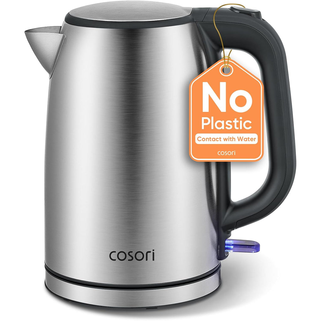 Cosori Electric Kettle, Plastic-Free Interior, Easy to Clean, Automatic Shut Off & Boil-Dry Protection, Stainless Steel Tea Kettle, Hot Water Boiler & Heater, 1.7L, 1500W