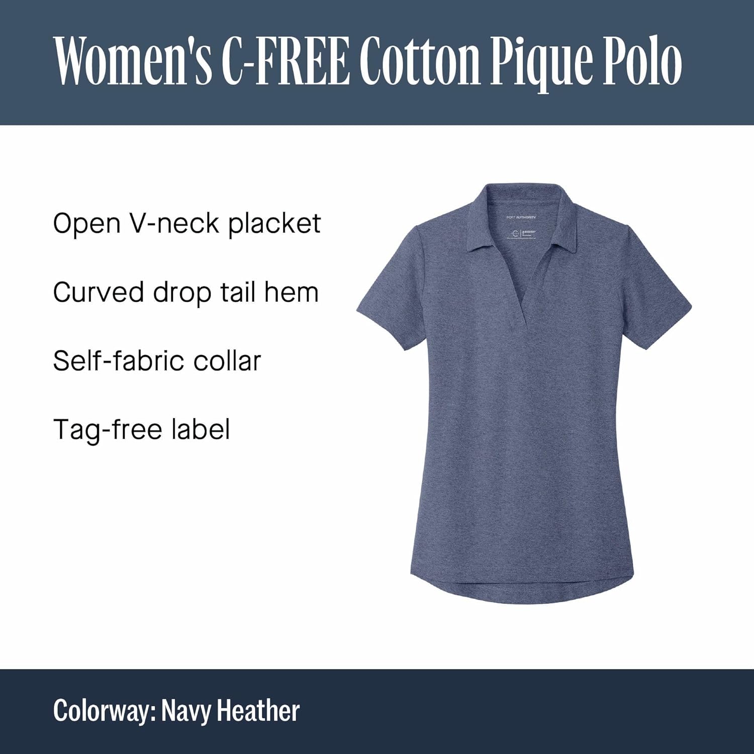 Women's Cotton Blend Pique Short-Sleeve V-Neck Polo Shirt
