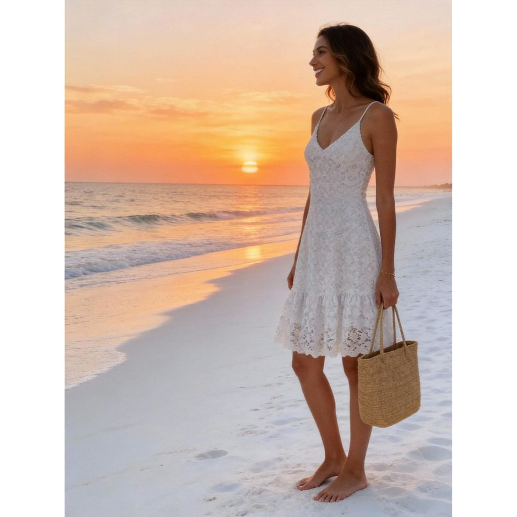 Women'S Sleeveless Spaghetti Strap V Neck A Line Flowy Cami Dress 2026 Beach Swing Casual Sundress