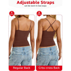 EasyGala Womens Padded Cami Tank Tops Double Lined Spaghetti Strap Built in Bra Shirts Slim Fitted Basic Summer Cloth 2026