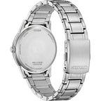 Citizen Men'S Eco-Drive Dress Classic Watch, Silver-Tone Stainless Steel Bracelet, Ivory Dial, 3 Hand, Day/Date (Model: Aw0100-86B)