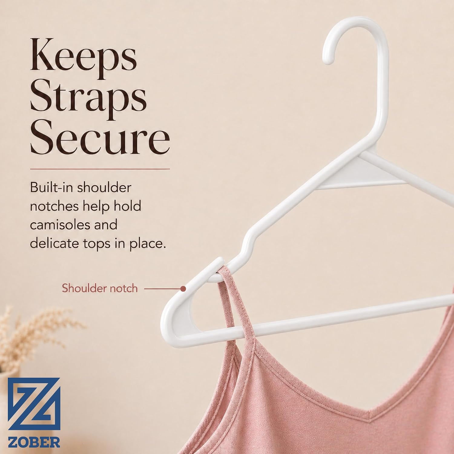 Clothes Hangers - White, Plastic Hangers 50 Pack For Shirts, Dresses, And Pants - Durable, Flexible Plastic Clothing Hangers