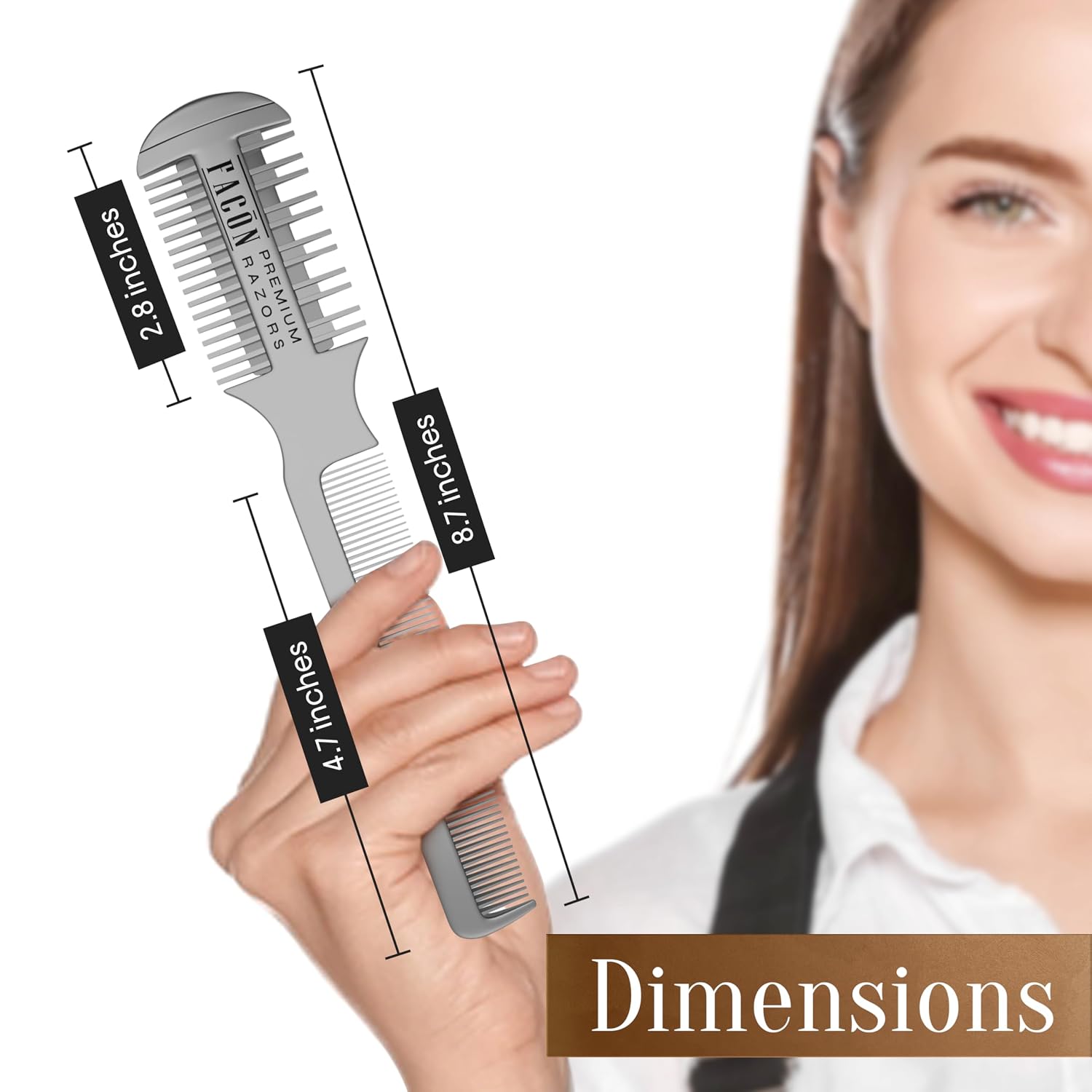 Facón Razor Comb For Hair Cutting - Professional Hair Cutting Comb Kit With 12 Replacement Blades, Double Edge Shaper For Salon & Home, Premium Styling Thinning Texturizing Split Ends Trimming Razor
