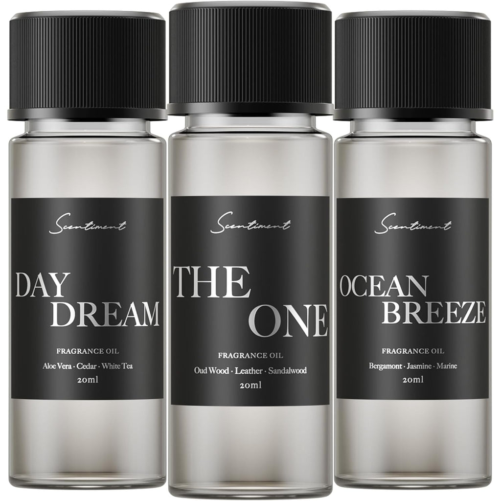 Scentiment Hotel Scents Discovery Set – Day Dream, The One & Ocean Breeze | Fresh, Woody & Marine Fragrance Oils | Luxury Home Scent Kit For Cold Air Diffusers 3 X 0.68 Fl Oz (20 Ml)