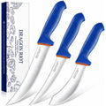 DRAGON RIOT 3 Pcs Butcher Knife Set, Stainless Steel Boning & Carving Knives, Sharp Kitchen Cutlery for Meat Cutting Trimming, Perfect for Home Kitchen, Outdoor Camping BBQ & Holiday Gift