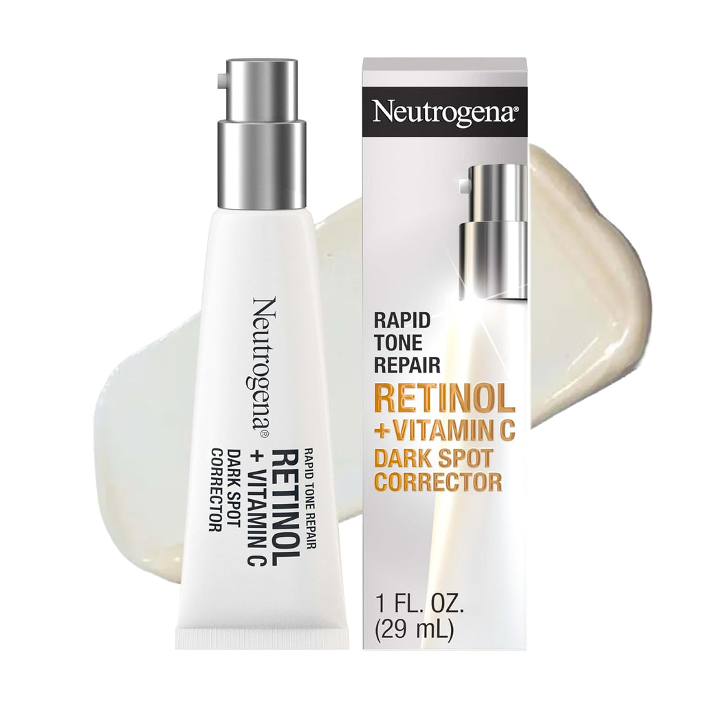 Neutrogena Rapid Tone Repair Retinol + Vitamin C Dark Spot Corrector For Face Daily Anti-Aging Serum Brightens And Evens Tone, Mineral Oil And Dye Free, 1 Fl Oz