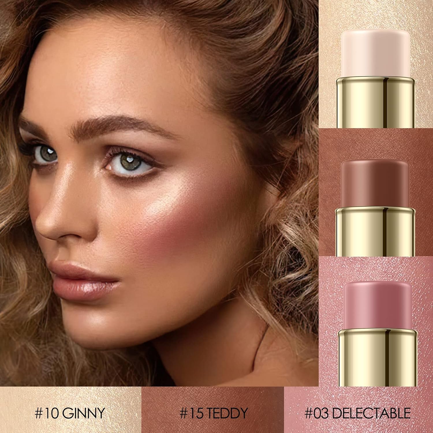 3 Pcs Neutral Contour Stick Set,Professional Makeup Kit For All Skin | Falocutus Cream Blush & Highlighter Bronzer Pen,Long Lasting & Smooth Natural Face Contouring Illuminator