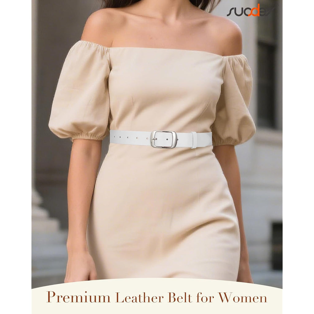 SUOSDEY Women Belts For Jeans Dresses Pants Ladies Leather Waist Belt with Elegant Buckle, Width 1.3"