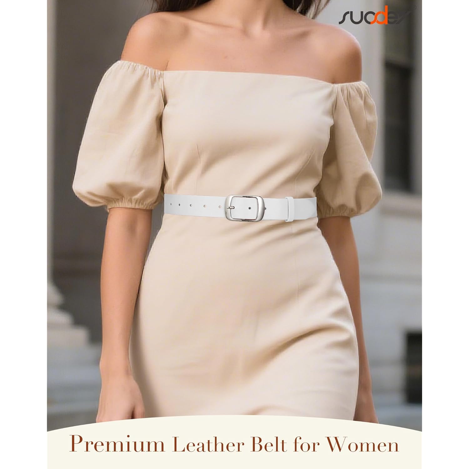 SUOSDEY Women Belts For Jeans Dresses Pants Ladies Leather Waist Belt with Elegant Buckle, Width 1.3"