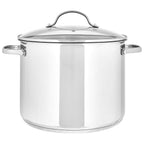 Amazon Basics Stainless Steel Induction Compatible Stock Pot with Glass Lid, Oven Safe, Dishwasher Safe, Sturdy, 8 Quart, Silver