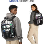 Clear Backpack Heavy Duty For School – 17In Transparent Pvc Bag With Large Capacity & Reinforced Straps For Men, Women, Boys & Girls - See Through Bookbag For College Workplace Security, Black