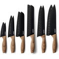 CAROTE 12PCS Knife Set, Stainless Steel Kitchen Knife Set with Nonstick Ceramic Coating, 6 Knives with Blade Guards, Rustproof, Easy-Clean, Black