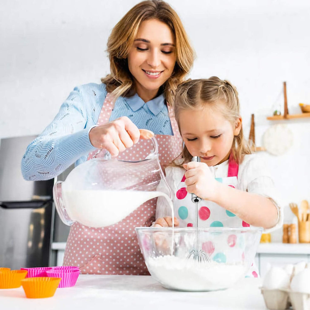 Digead Stainless Steel Egg Whisk, Hand Push Rotary Whisk Blender, Versatile Milk Frother, Hand Push Mixer Stirrer For Blending, Whisking, Beating & Stirring (12In)