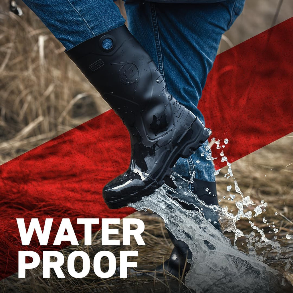 Dunlop Chesapeake Rubber Boots For Men & Women – Pvc - Waterproof - Lightweight Garden, Fishing & Rain Boots With Soft Toe And Wide Calf – Black – Size 3–15