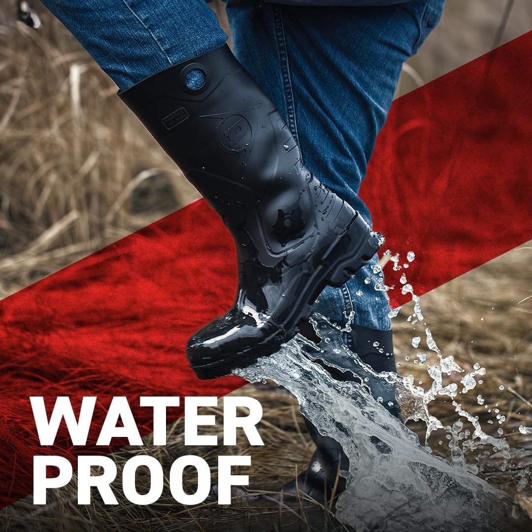 Dunlop Chesapeake Rubber Boots For Men & Women – Pvc - Waterproof - Lightweight Garden, Fishing & Rain Boots With Soft Toe And Wide Calf – Black – Size 3–15