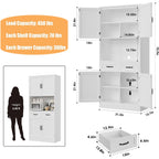 Hostack 71" Tall Kitchen Pantry Storage Cabinet, Wood Kitchen Hutch, White | Modern Pantry Cabinet With Microwave Stand, Hutch Cabinet With Countertop & Drawers, Storage Cabinet For Living Room
